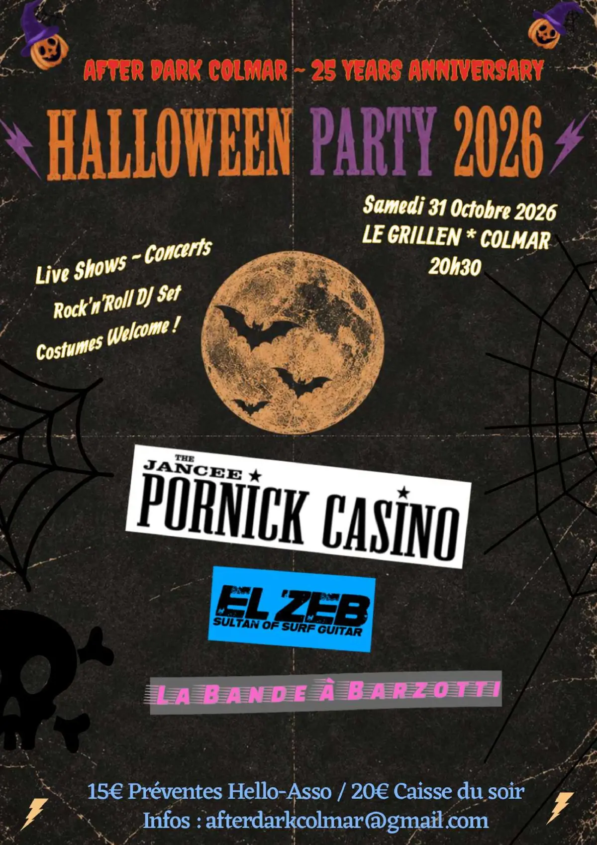 Halloween 2026 @ Le Grillen * Colmar / JANCEE PORNICK CASINO + EL ZEB + La B.A.B