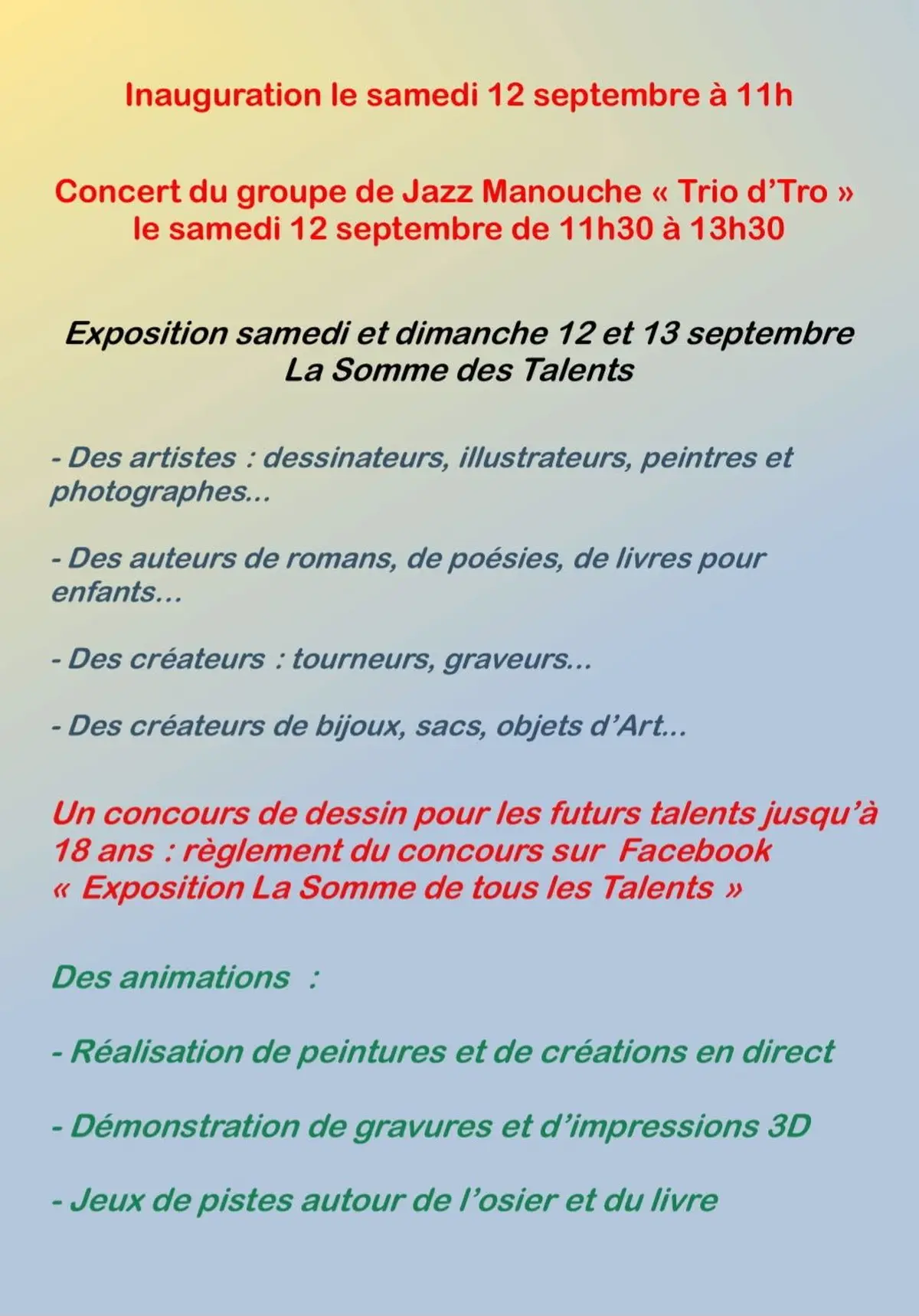 3ème édition de l'Exposition La Somme des talents 