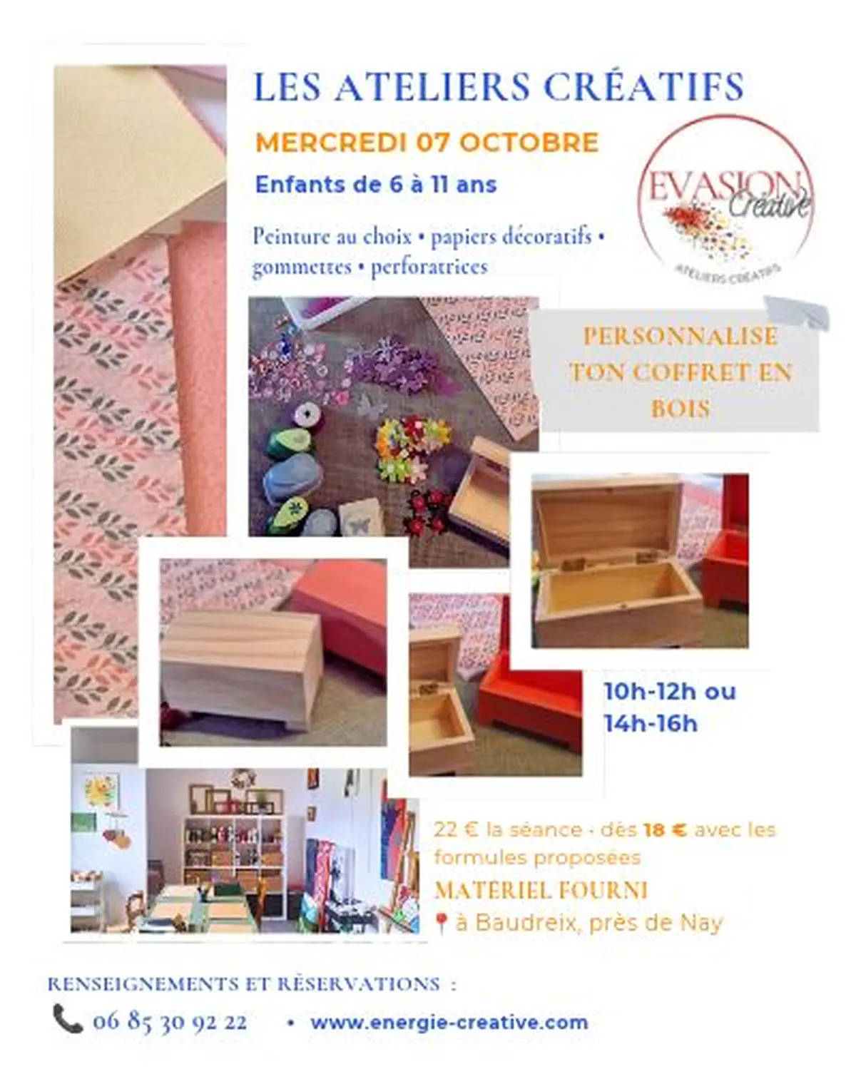 Atelier mercredi créatif enfants : personnalise ton coffret en bois