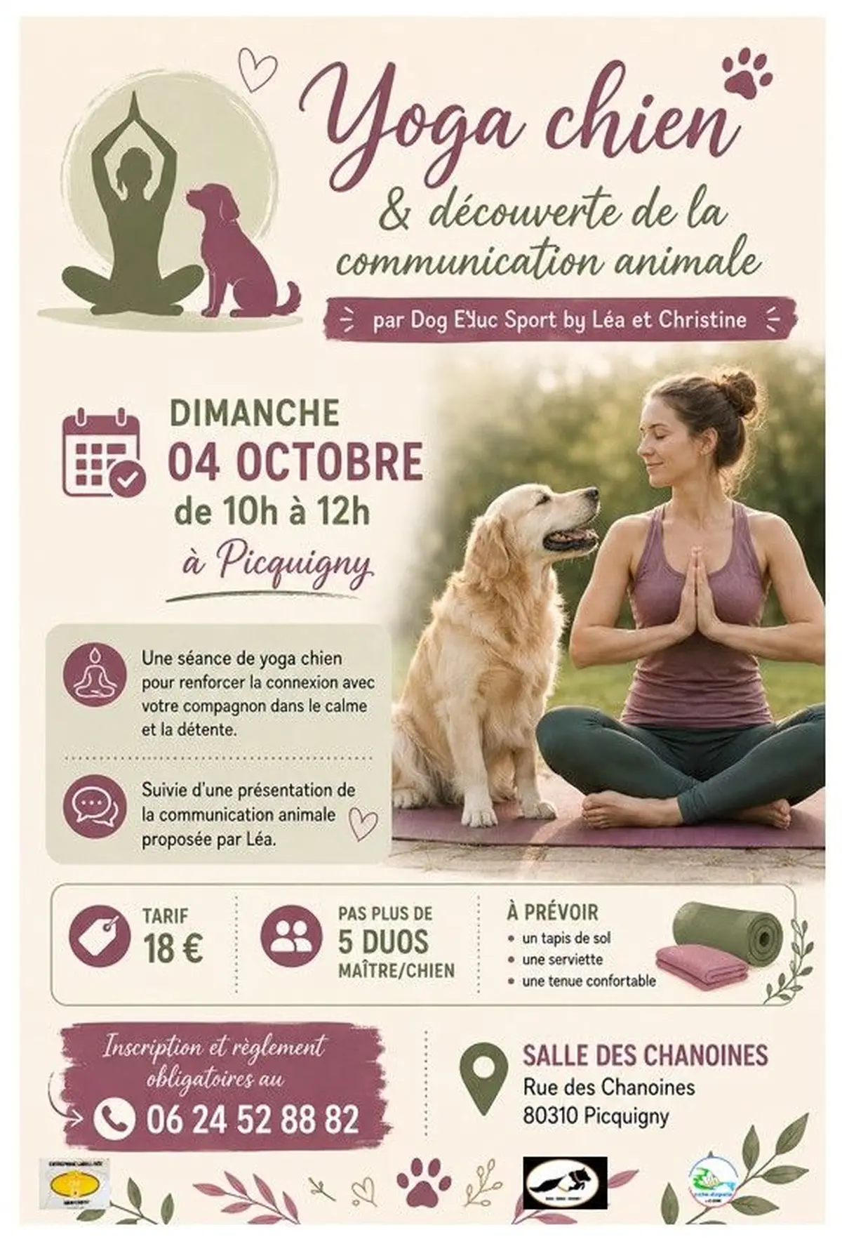 Yoga avec ton chien suivie d'une présentation de la communication animale