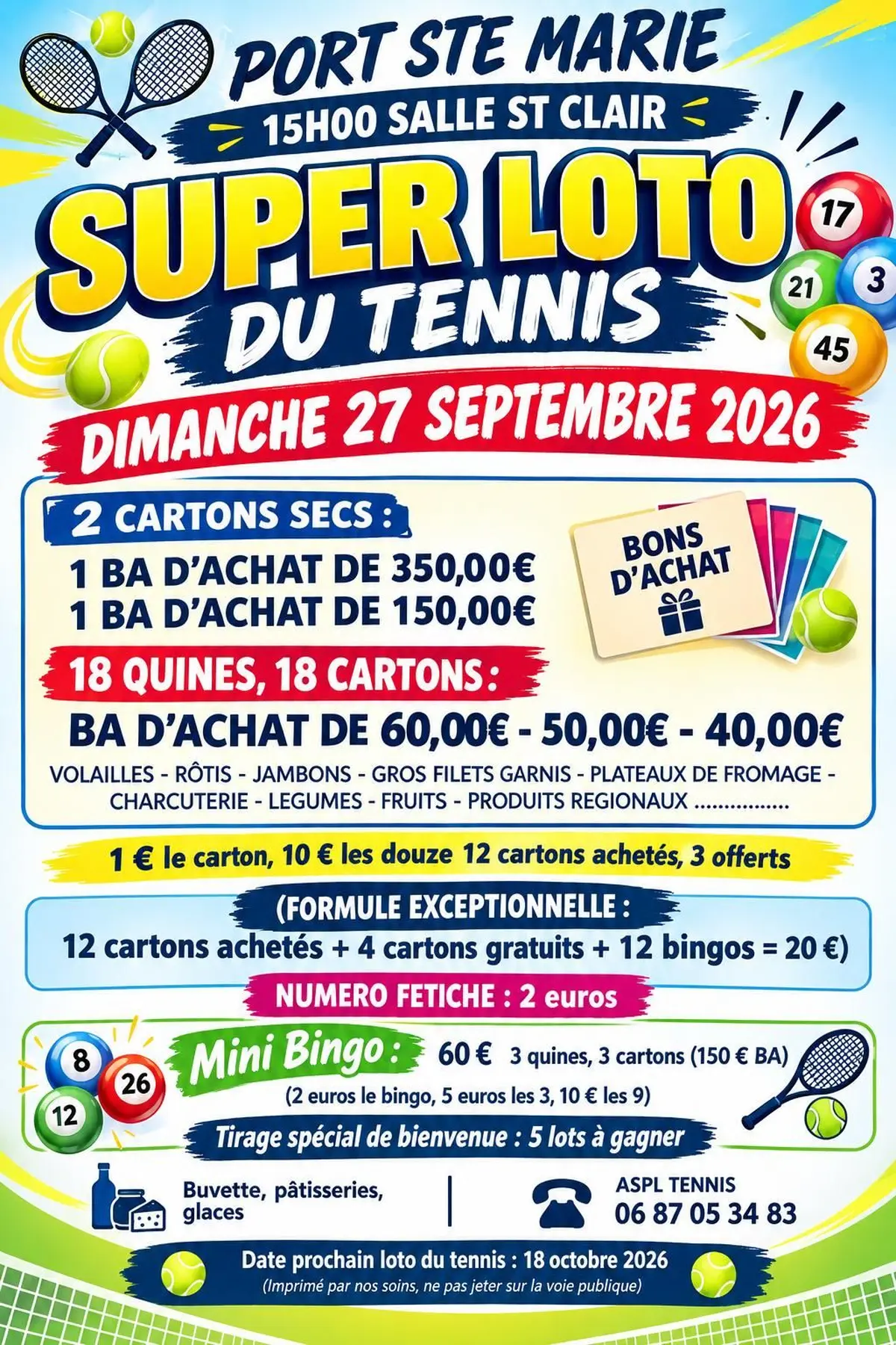 Loto tennis port sainte marie