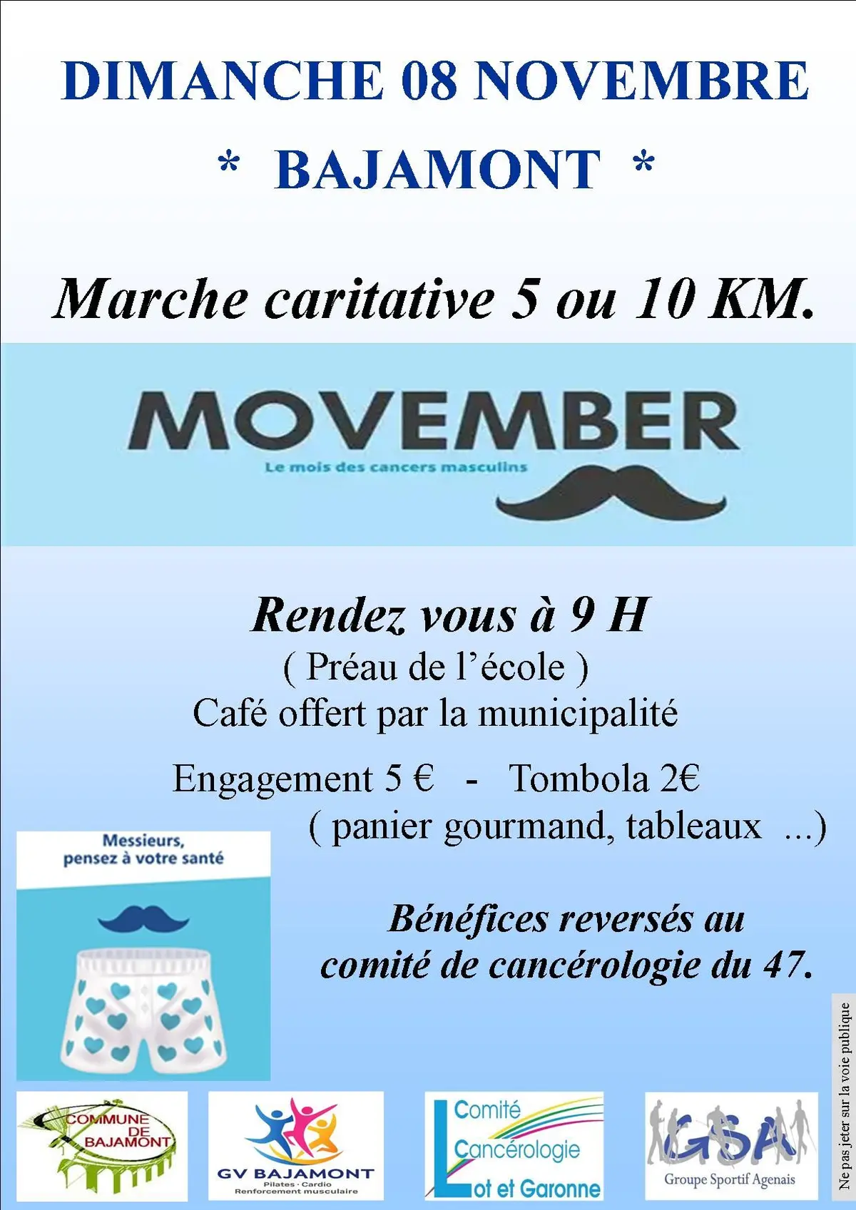 NOVEMBRE BLEU   -  Marche caritative de 5 ou 10 Km.