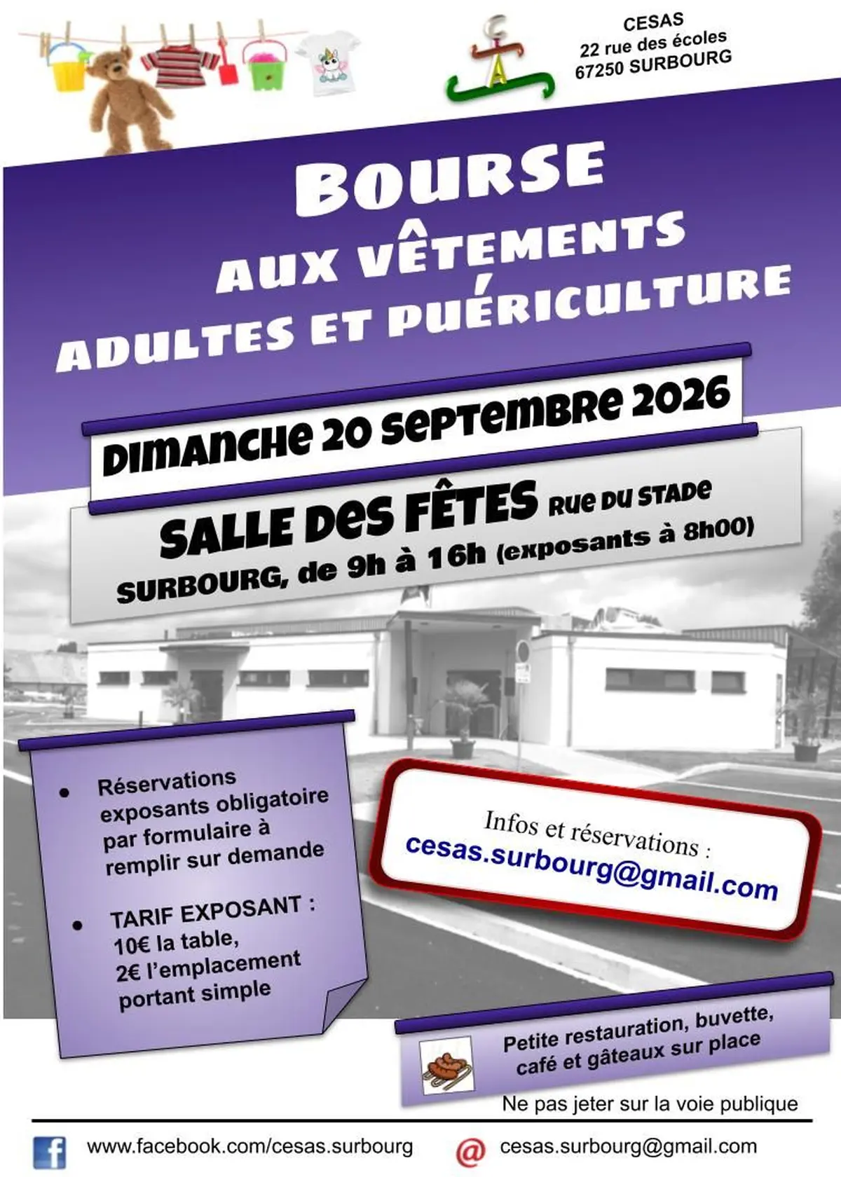 Bourse aux vêtements adultes et puériculture