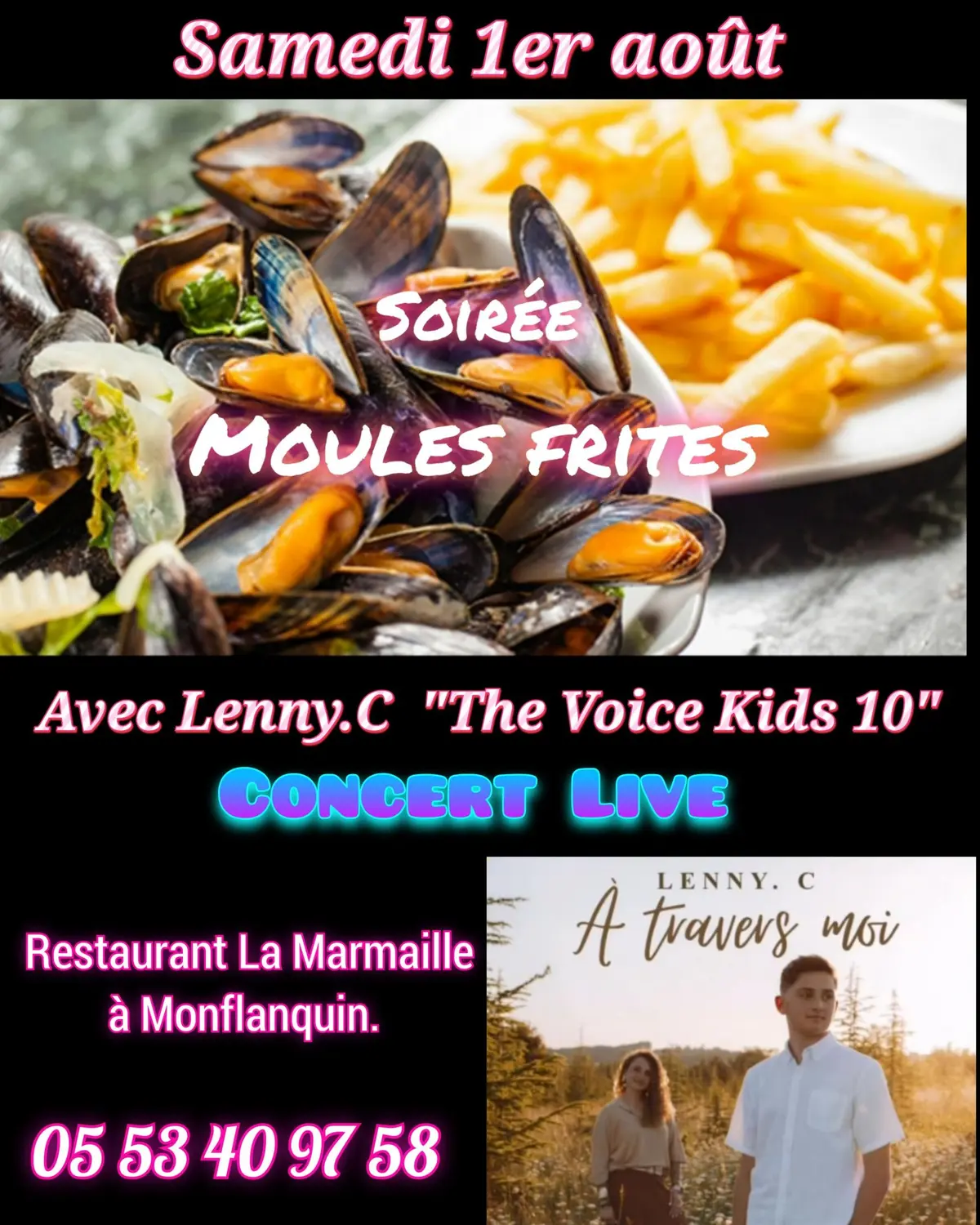 Soirée Moules-frites avec Lenny.C the voice kids 10