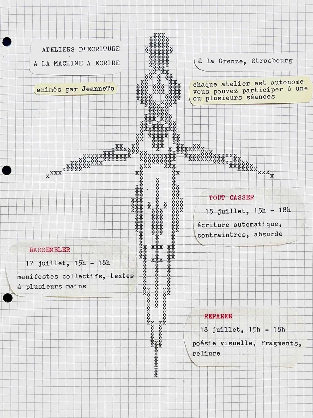 Ateliers d’écriture machine à écrire avec JeanneTo à La Grenze