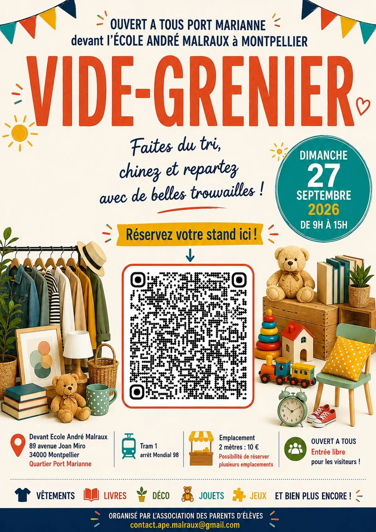 Vide Grenier - Port Marianne - Ouvert à Tous - Devant Ecole André Malraux