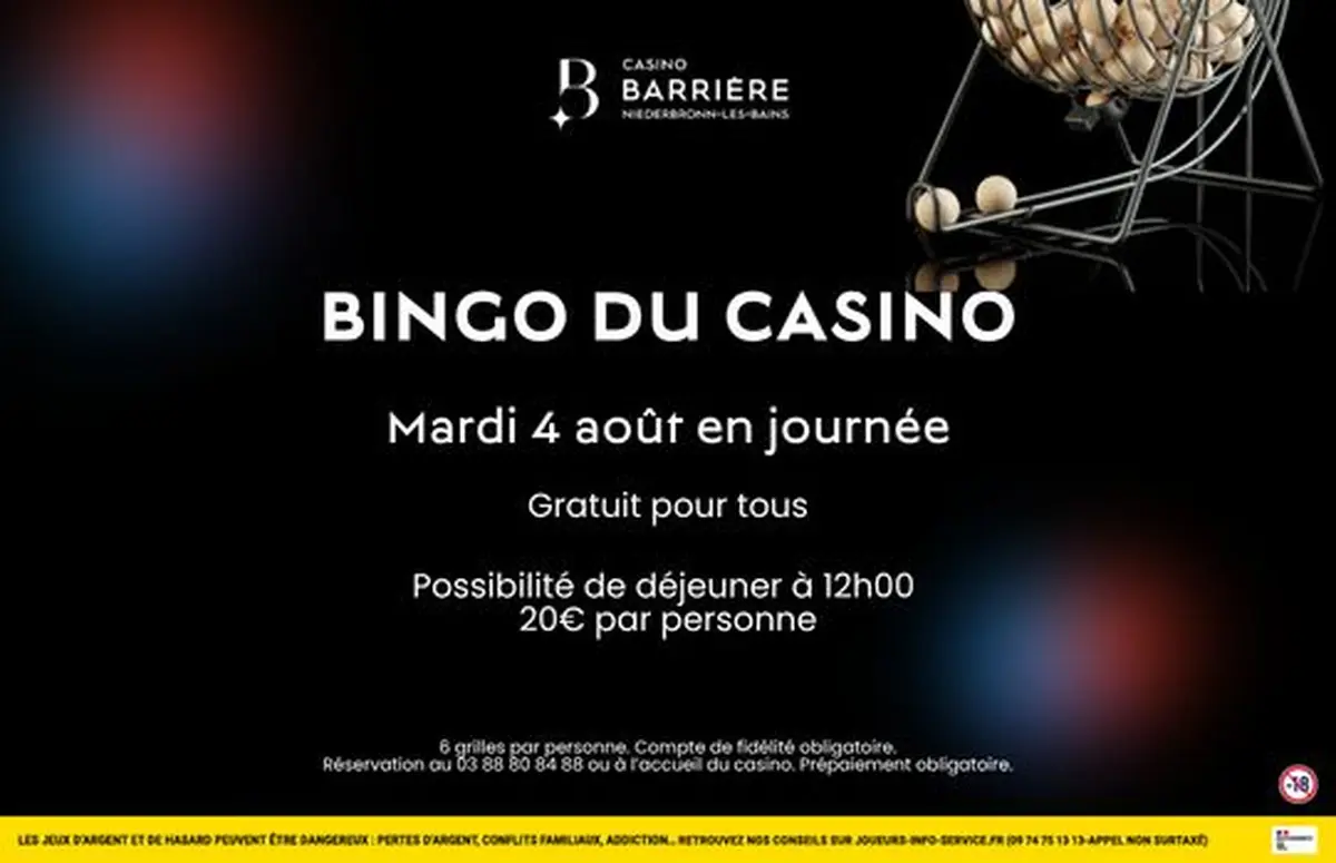Bingo du 4 août à midi au Casino Barrière Niederbronn-les-Bains
