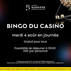 Bingo du 4 août à midi au Casino Barrière Niederbronn-les-Bains