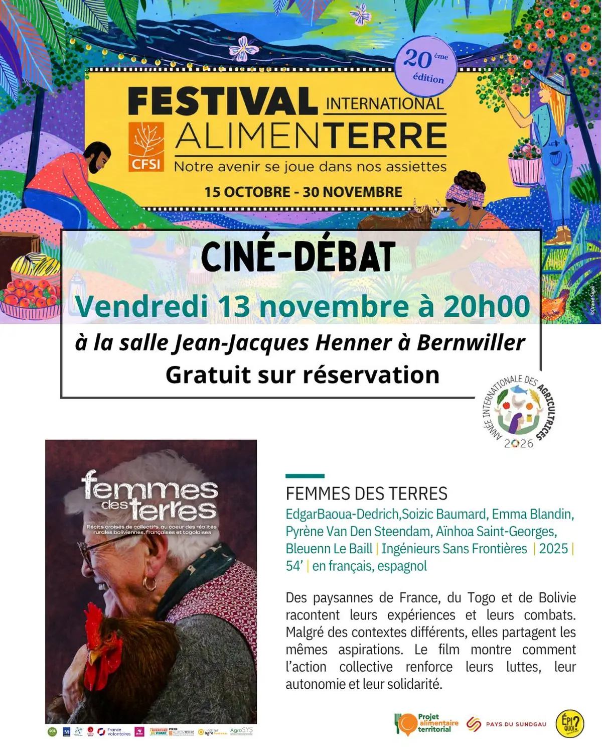Ciné-débat Femmes des terres à Bernwiller