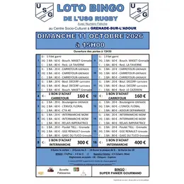 SUPER LOTO BINGO de l'USG RUGBY avec Numéro Fétiche