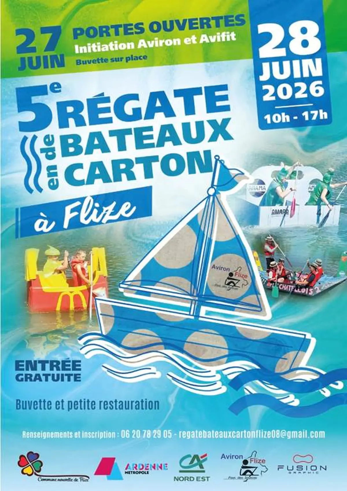 5ème régate de bateaux en carton sur la Meuse