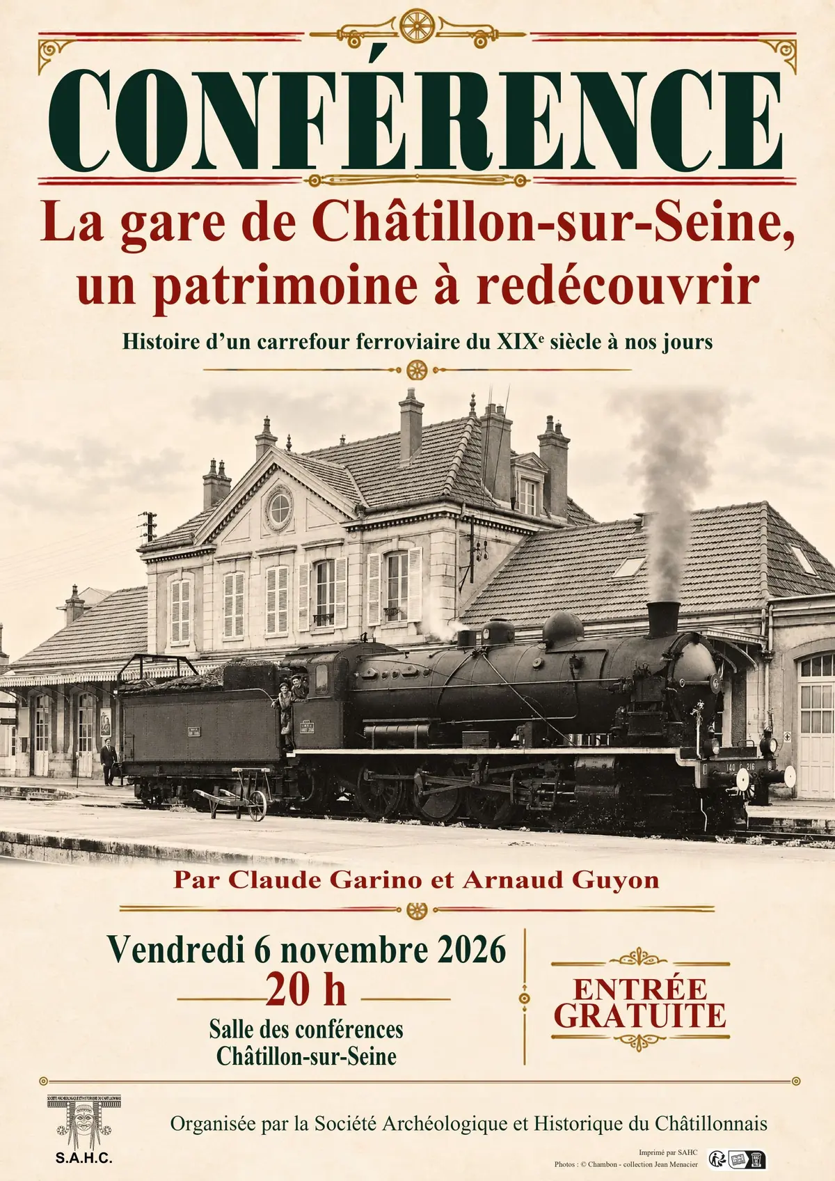 Conférence : La gare de Châtillon-sur-Seine, un patrimoine à redécouvrir