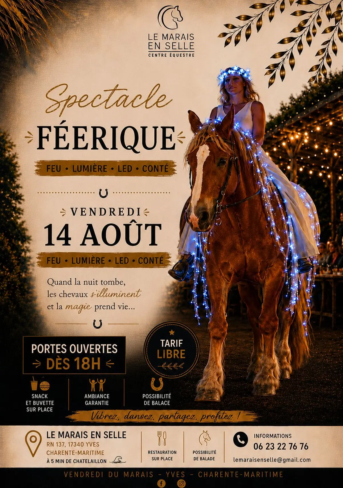 Soirée équestre Féerique dans les marais