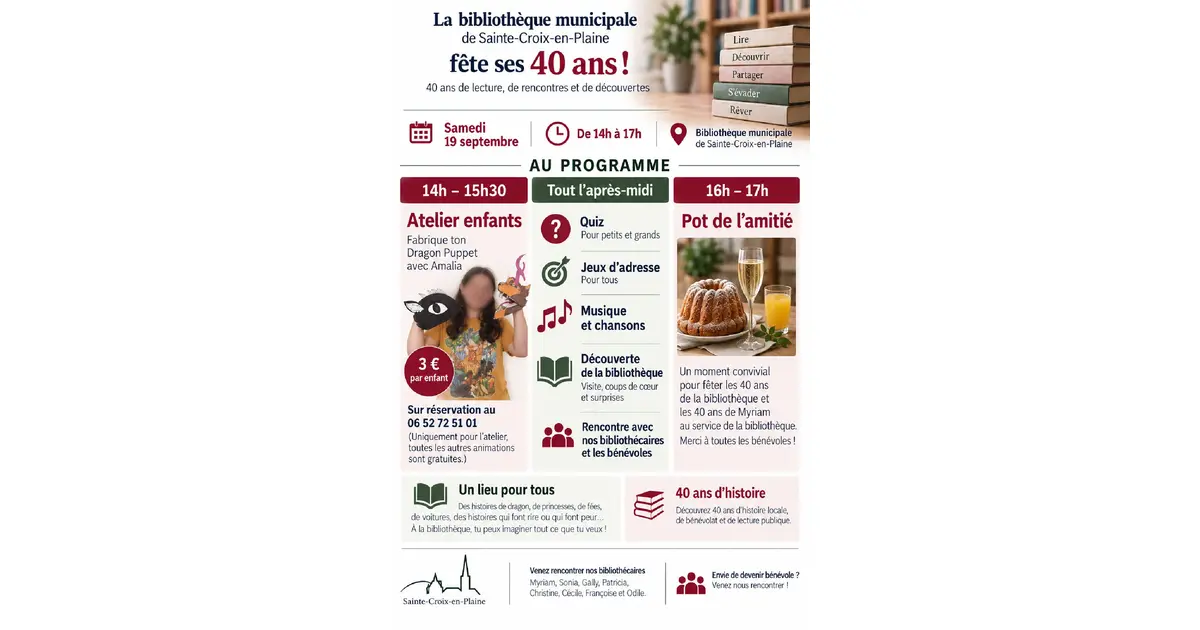 Photo: jds.fr Sainte-Croix-en-Plaine Municipal Library Celebrates 40th Anniversary