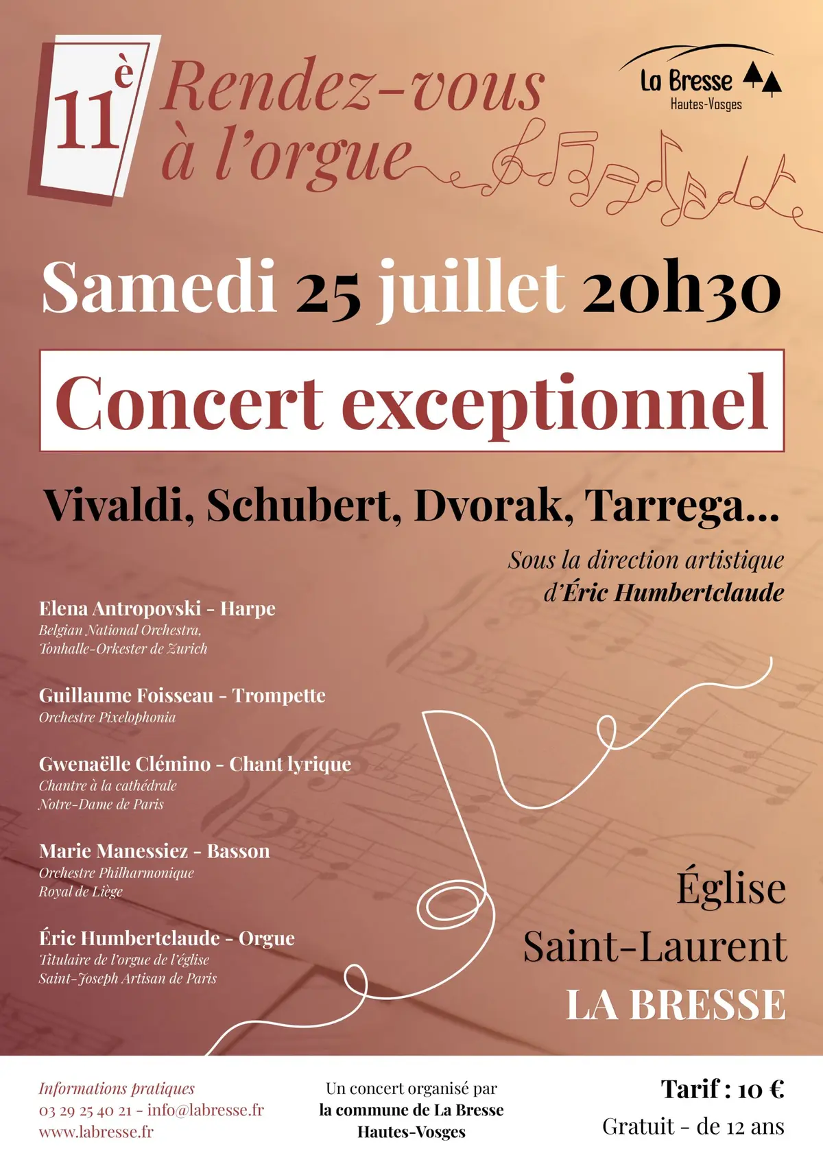 Concert de musique classique d’exception à l’église Saint-Laurent à la Bresse