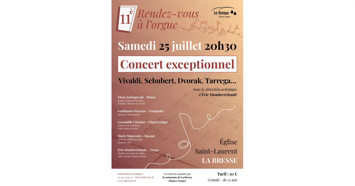 Concert de musique classique d’exception à l’église Saint-Laurent à la Bresse