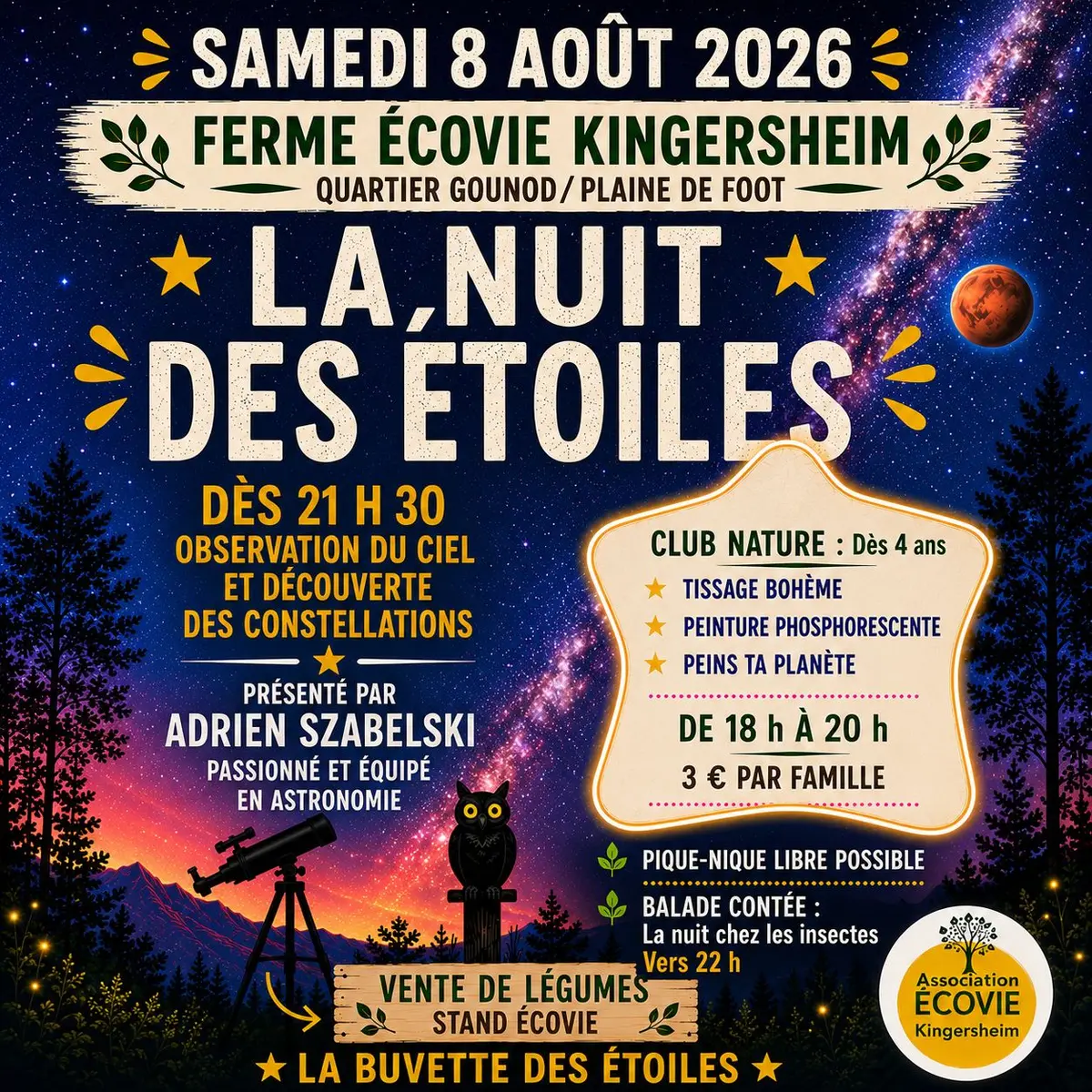 La nuit des étoiles 2026 fête Ecovie 