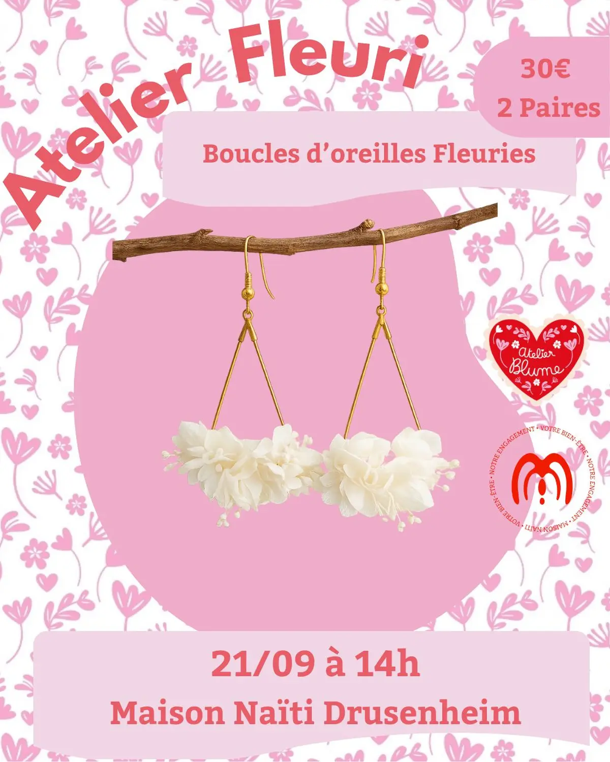 Atelier Boucles d'oreilles fleuries