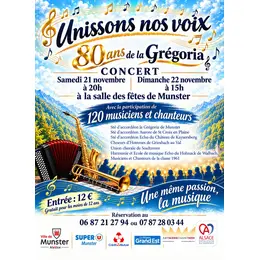 Concert anniversaire 80 ans de La Grégoria : Unissons nos voix
