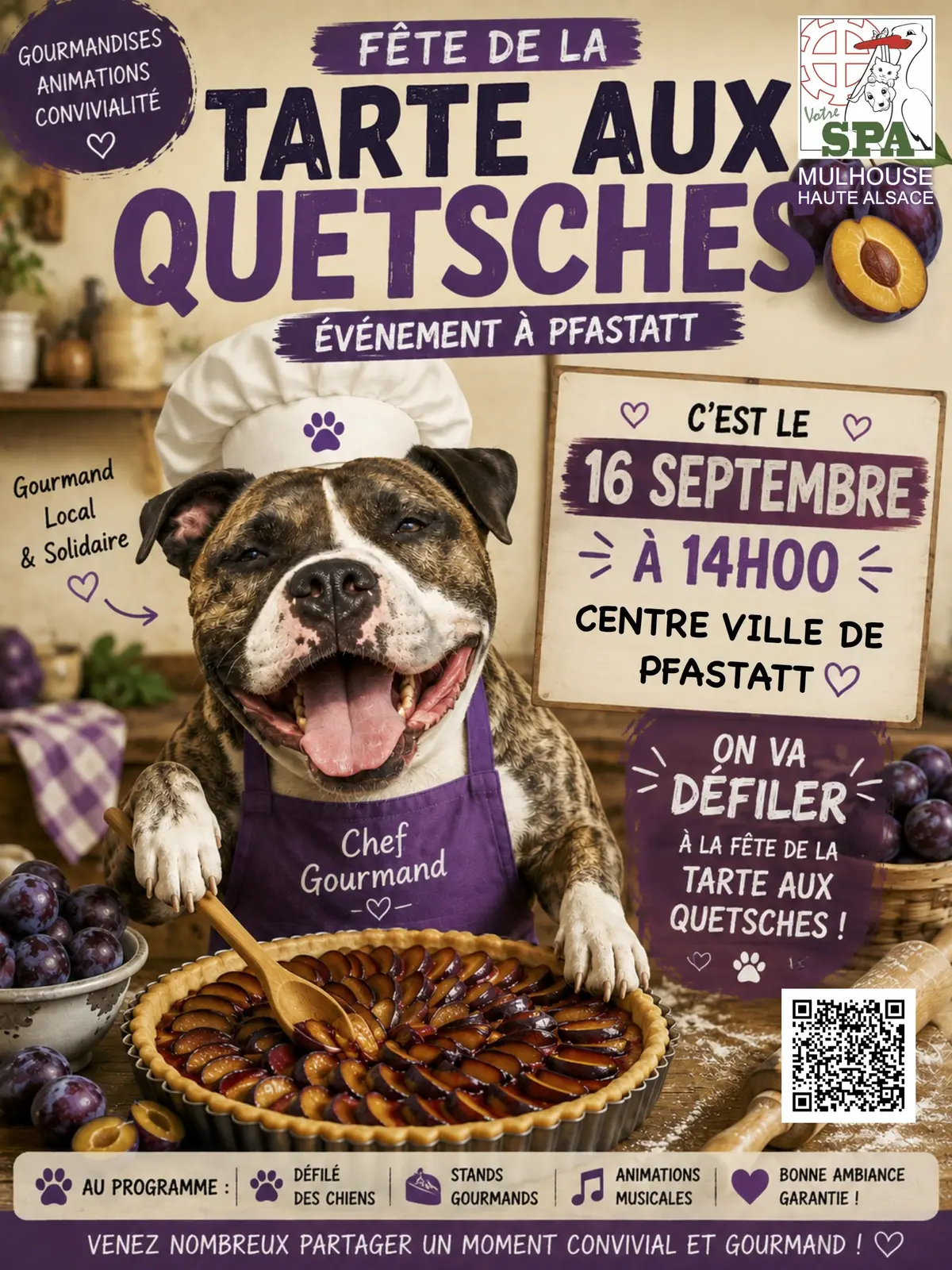 Défilé de chiens de la SPA de Mulhouse à la fête de la tarte aux quetsches