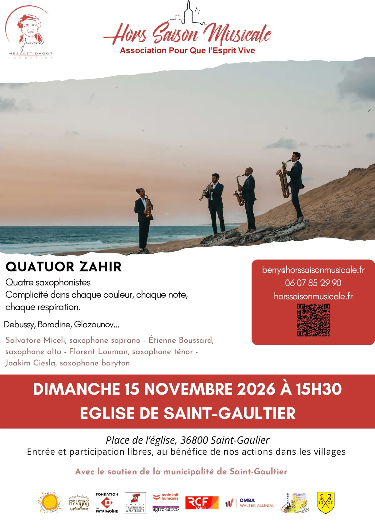 Hors Saison Musicale : le Quatuor Zahir en concert à Saint-Gaultier ! 