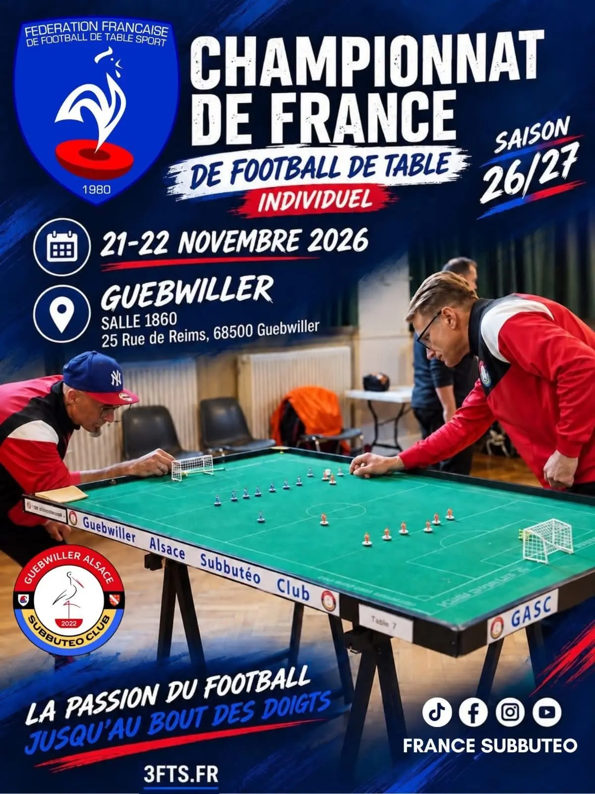 Championnat de France individuel de Football de Table 2026/27