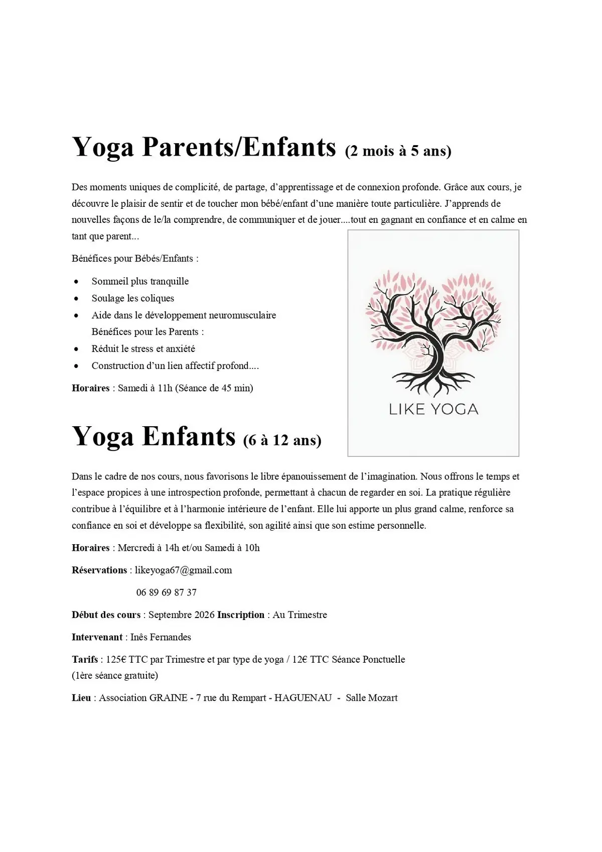 Cours de yoga enfant