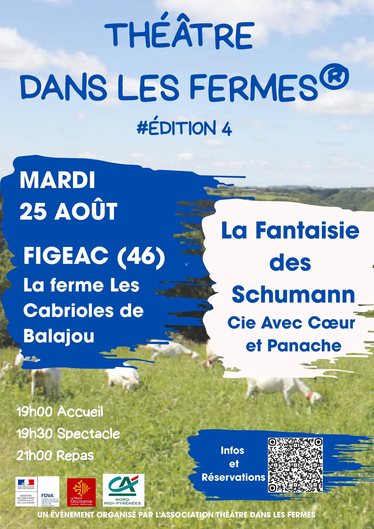 Théâtre dans les fermes aux Cabrioles de Balajou à Figeac (46) le 25 août 