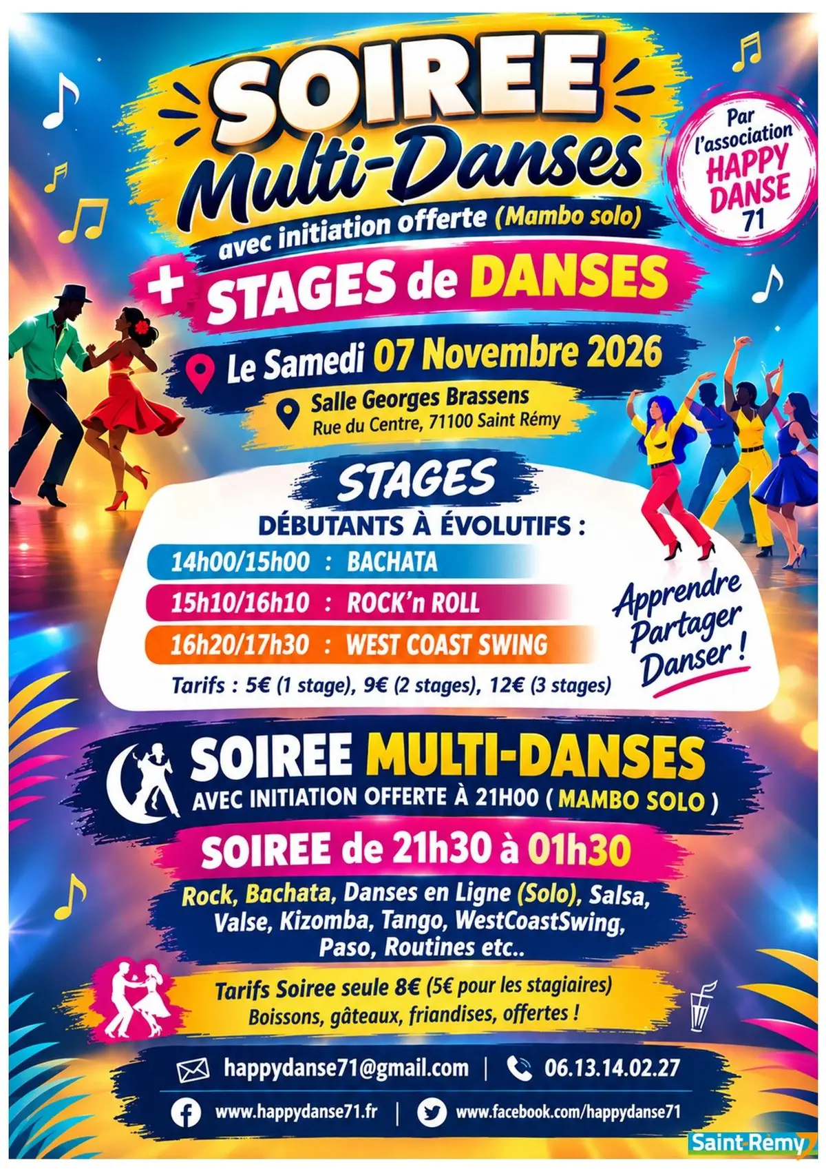 SOIREE Multi-Danses + 3 STAGES , par l'association HAPPY DANSE 71