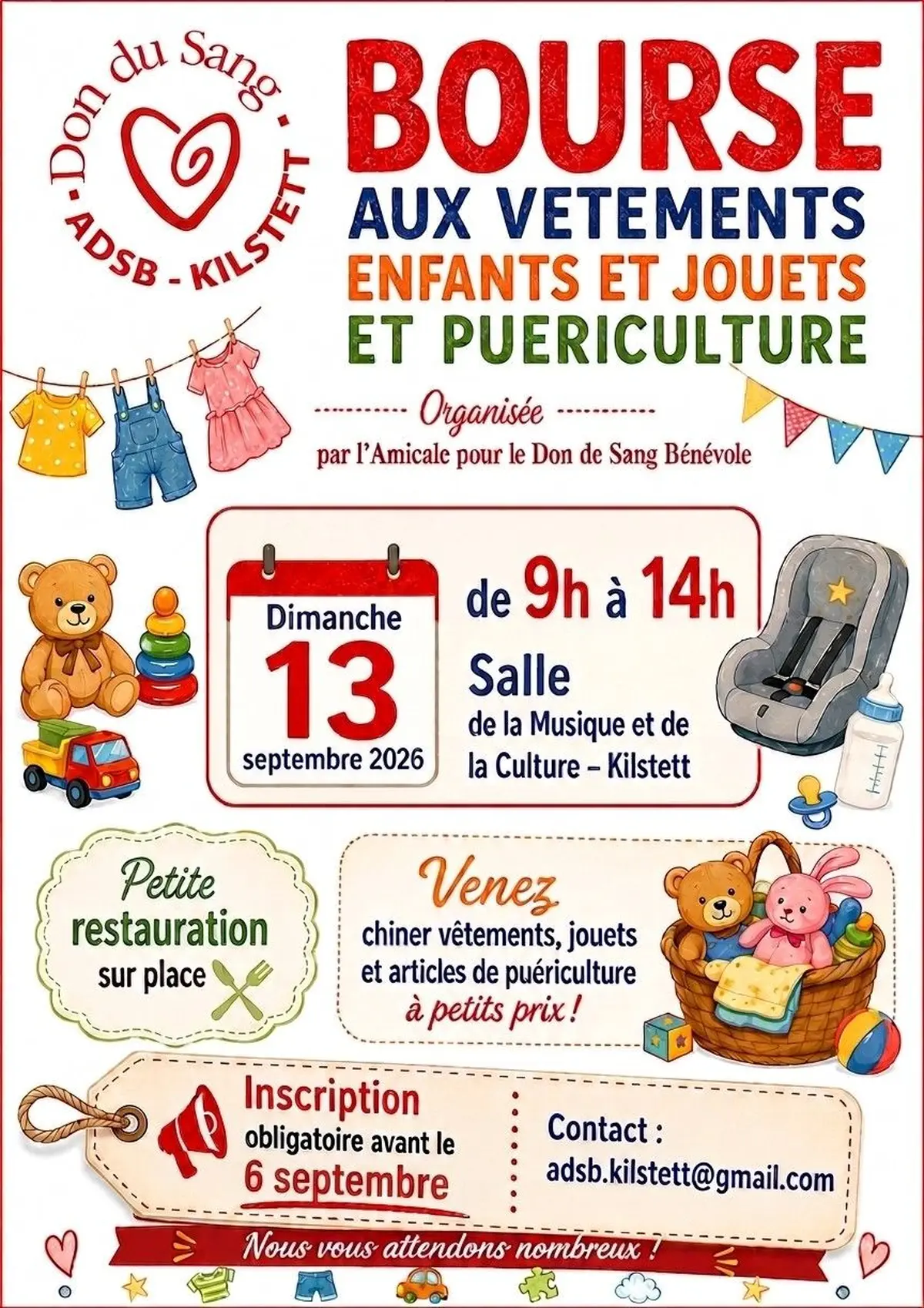 Bourse petite enfance Salle de la Musique de Kilstett - dimanche 13 septembre