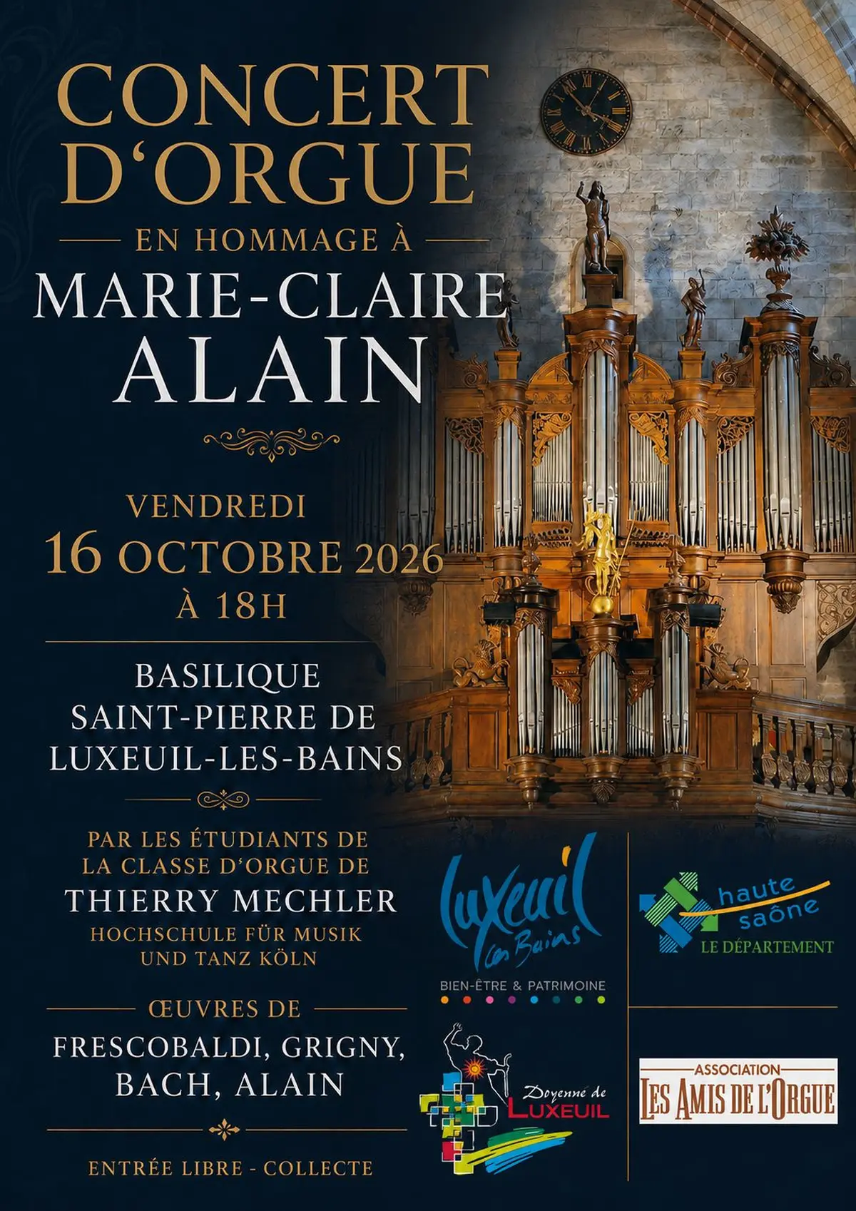 Concert d'orgue en hommage à Marie-Claire ALAIN