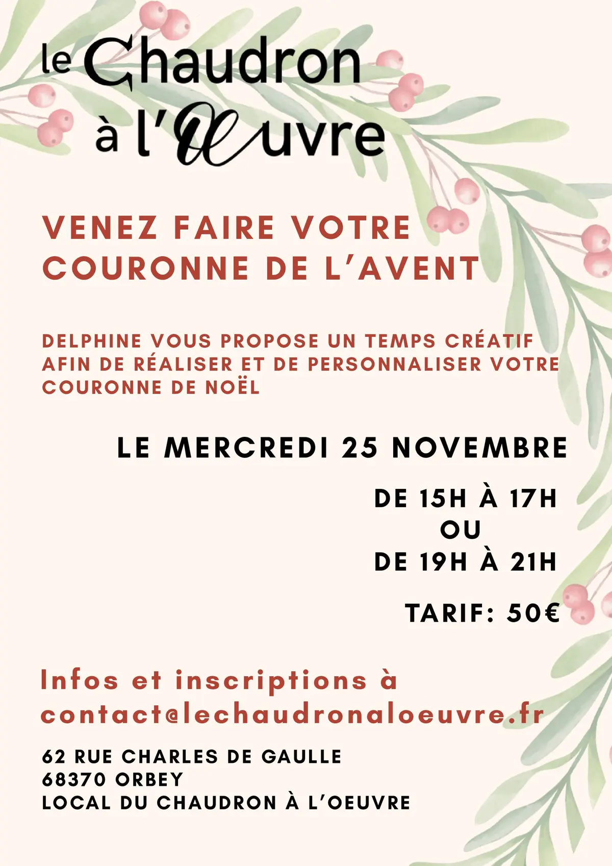 Venez personnaliser votre couronne de l'avent