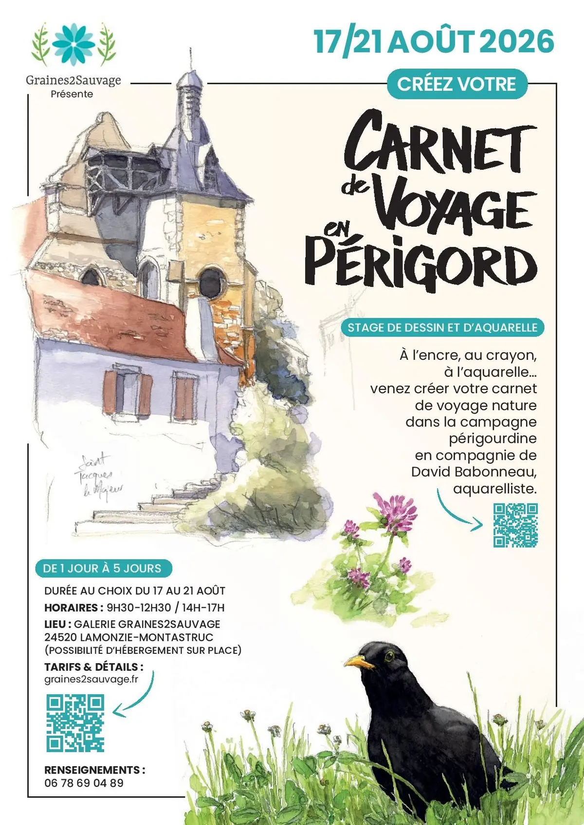 Stage aquarelle : carnet de voyage en Périgord