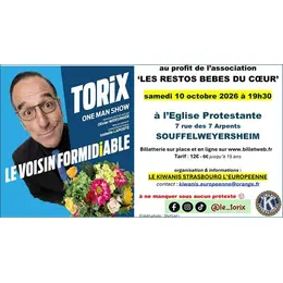 Spectacle humour de TORIX au profit des Bébés restos du Cœur