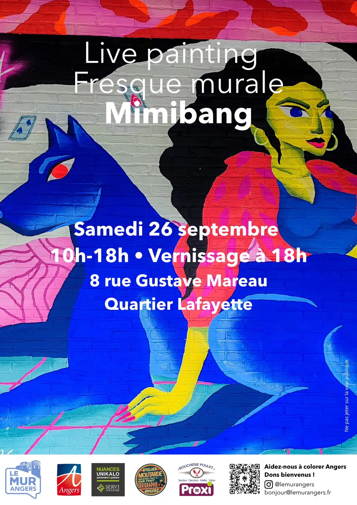 Live painting d'une fresque mural de 6x3m par l'artiste Mimibang