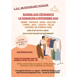 Bourse aux vêtements bébés, ados, adultes, jouets, livres, puériculture