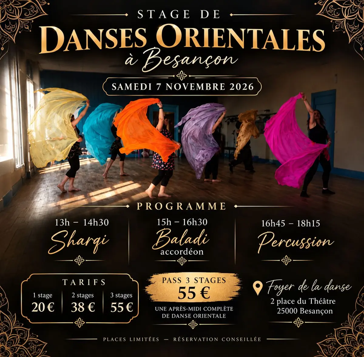 Stages de danses orientales le 7 novembre 2026 à Besançon centre ville 