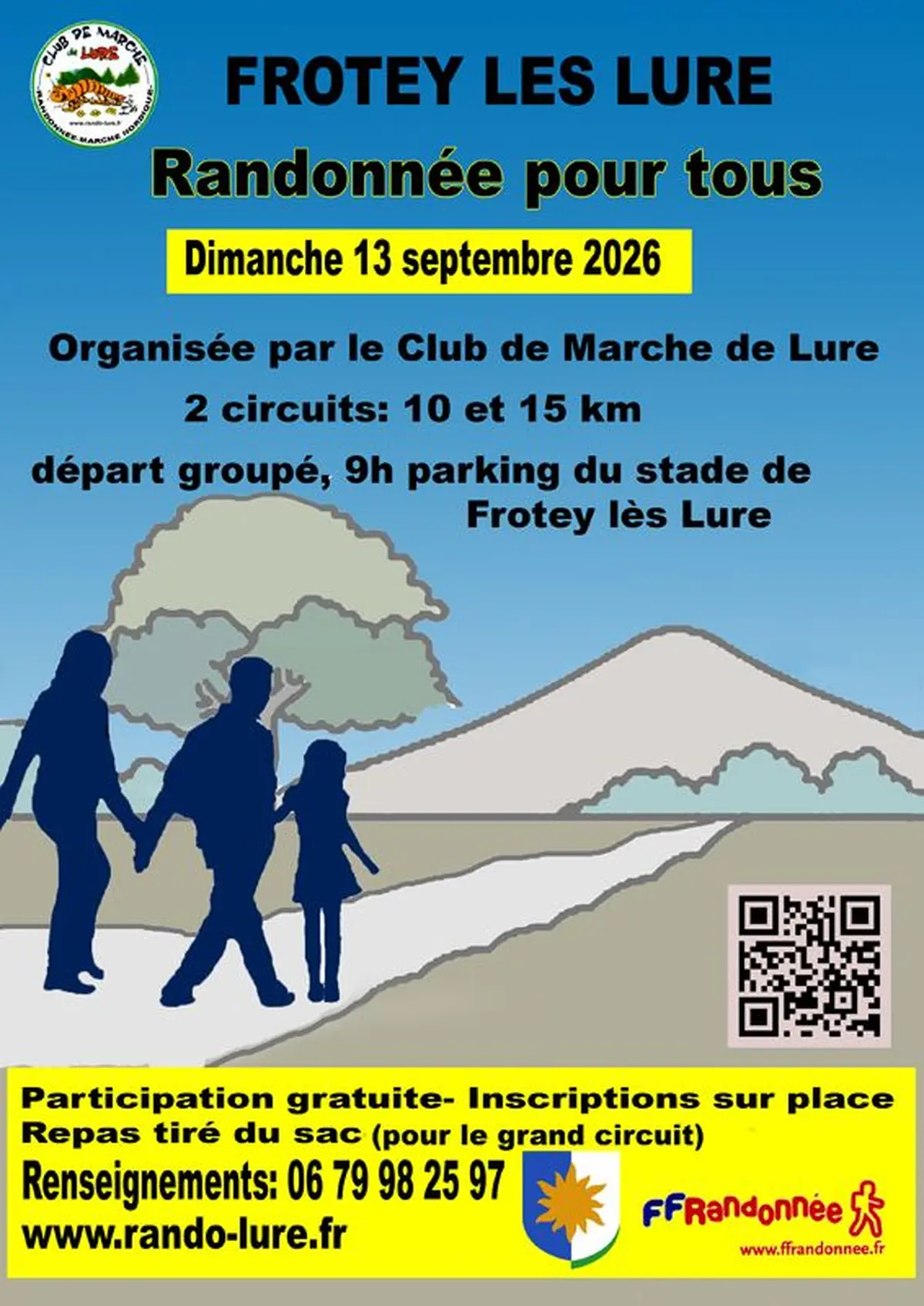 Randonnée pour tous  gratuite le dimanche 13 septembre à Frotey Lès Lure