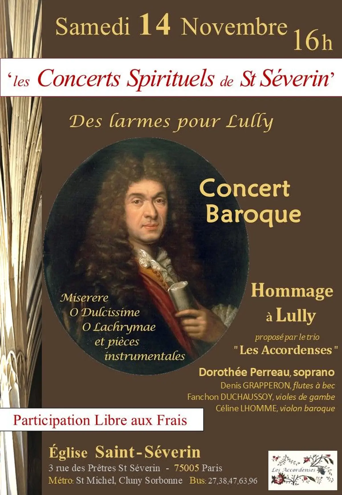 Concert Baroque : Hommage à Lully :  Soprano et Trio baroque