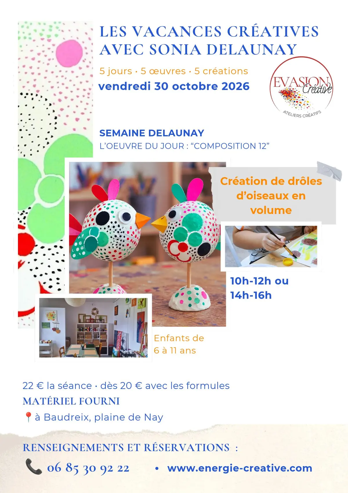 Atelier créatif enfants - A la manière de Delaunay - Drôles d'oiseaux en volume 