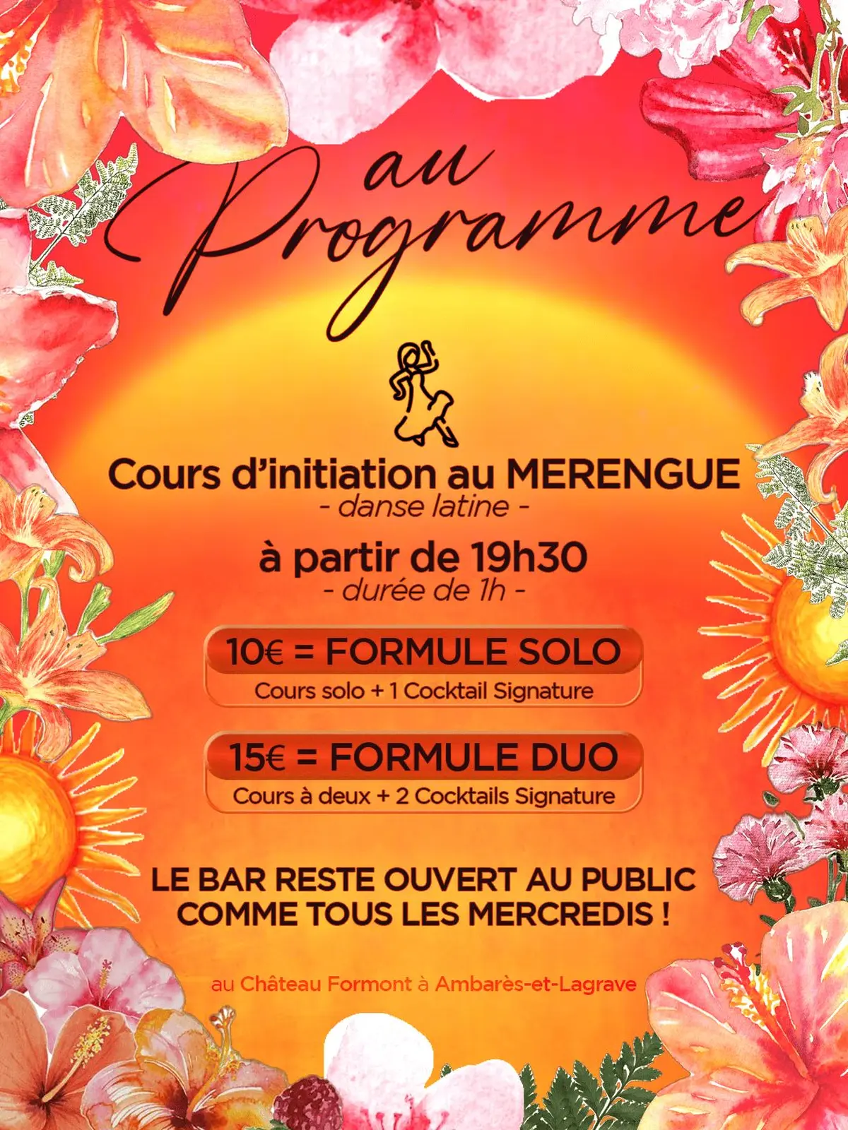 Ambiance Tropicale - Osmose Bar Château Formont - Cours initiation Merengue 