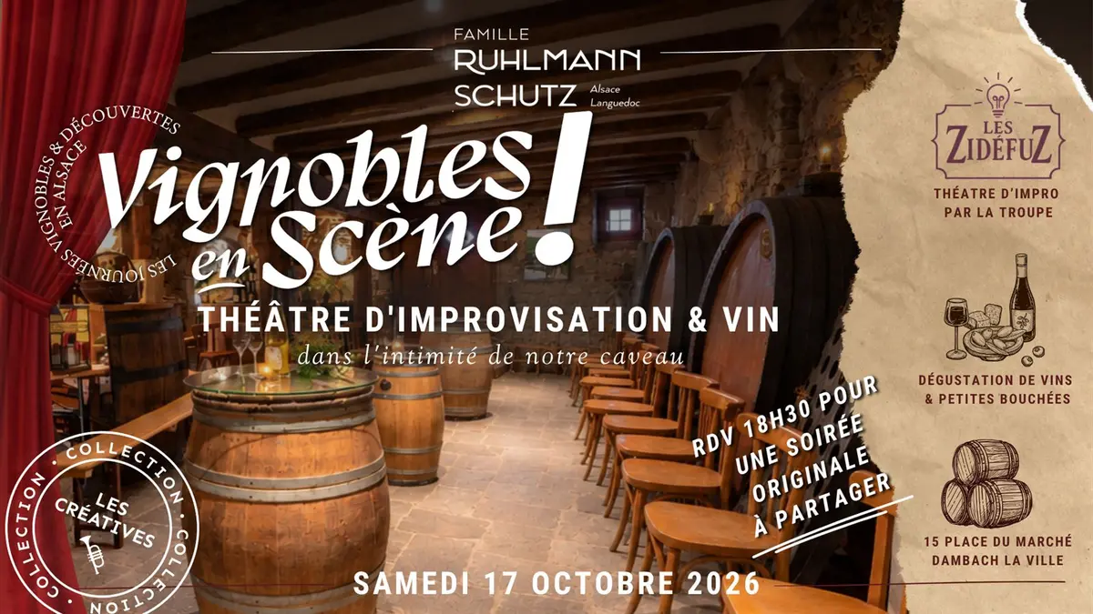 Vignobles en scène Alsace: Soirée Théâtre d'Improvisation &Vins