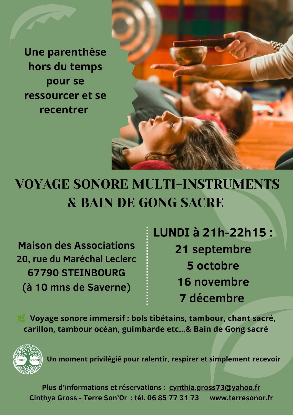 Voyage sonore bols tibétains, cristal et bain de gong sacré