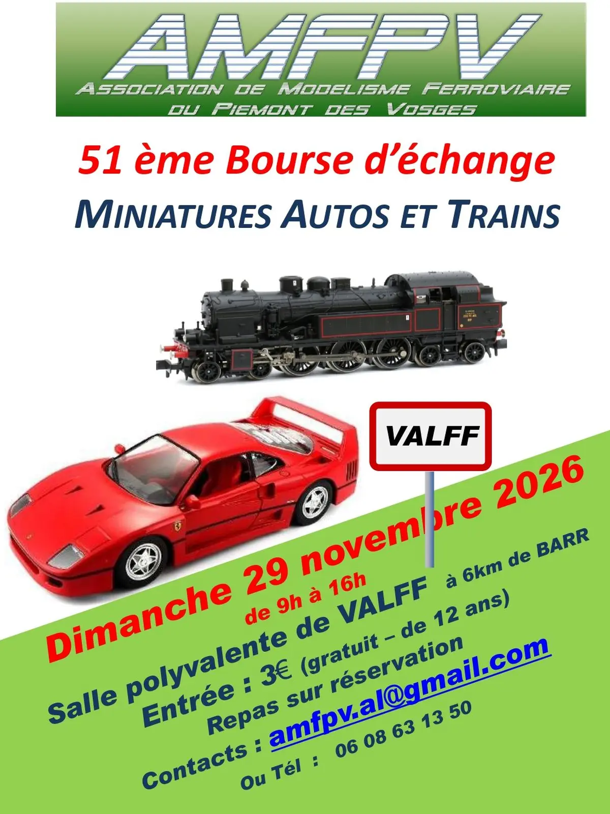 Bourse aux miniatures autos et trains Valff 2026 : date, horaires