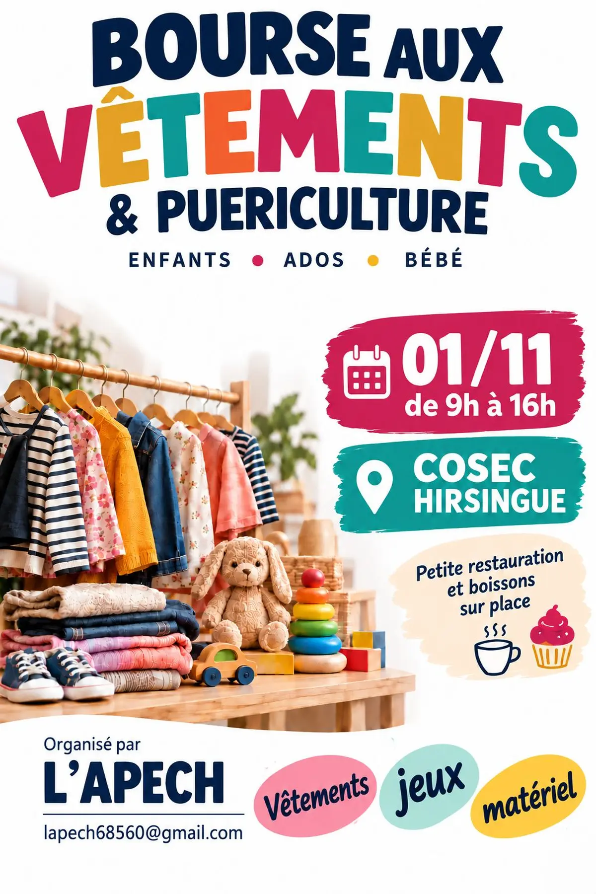 Bourse aux vêtements, jouets et articles de puericulture