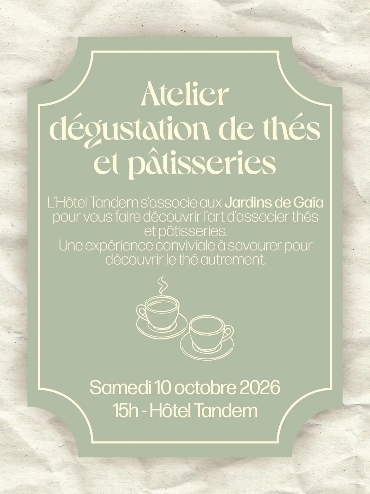 Atelier dégustation thés & pâtisseries - accords gourmets
