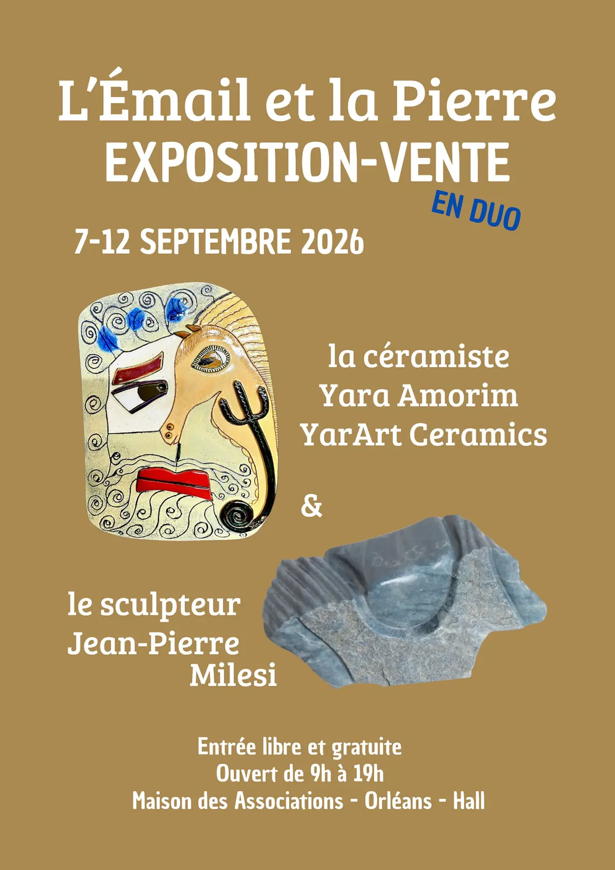 L'Email et la Pierre, Exposition, Maison des Associations d'Orléans, 7 -12 /09