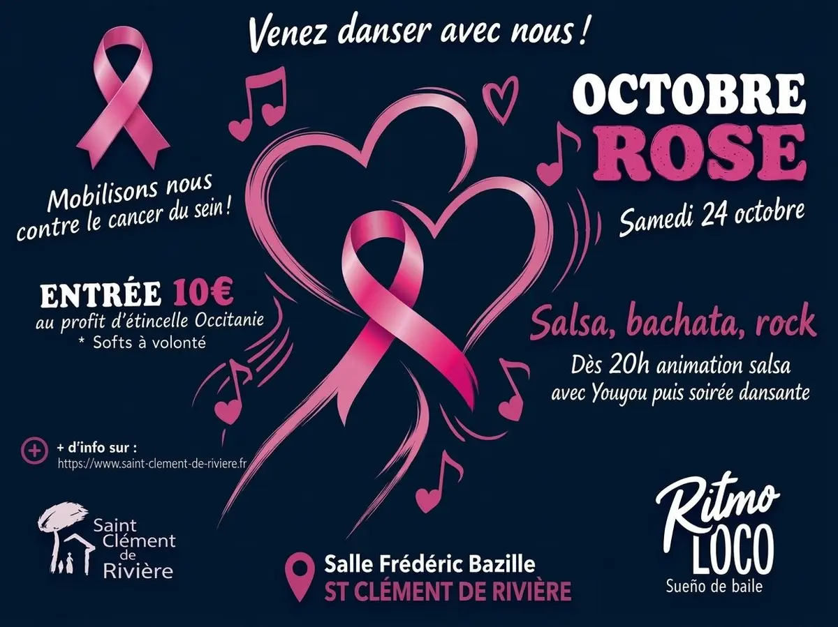 Soirée Salsa, Bachata, Rock pour Octobre Rose