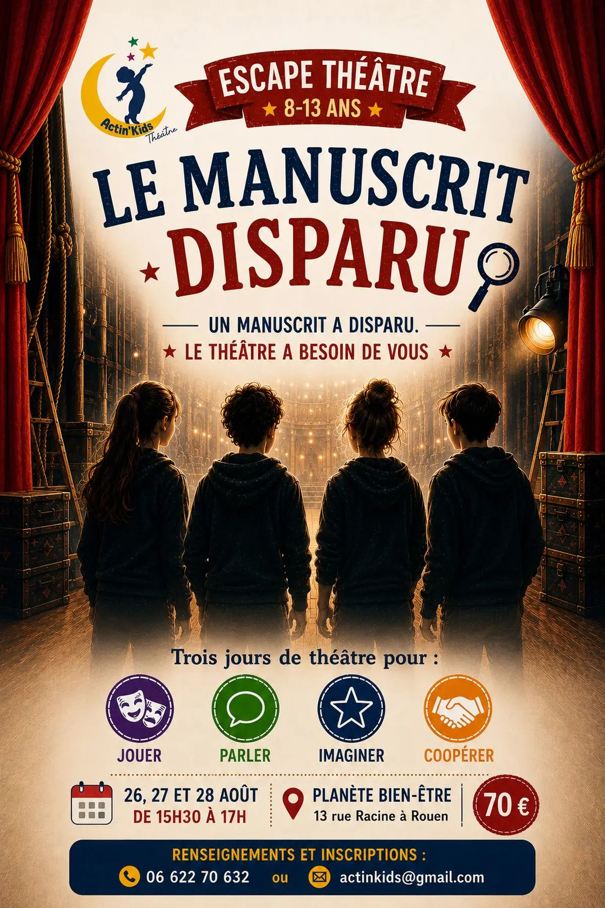 Escape Théâtre : Le manuscrit disparu - Stage de théâtre pour les 8 ans et plus