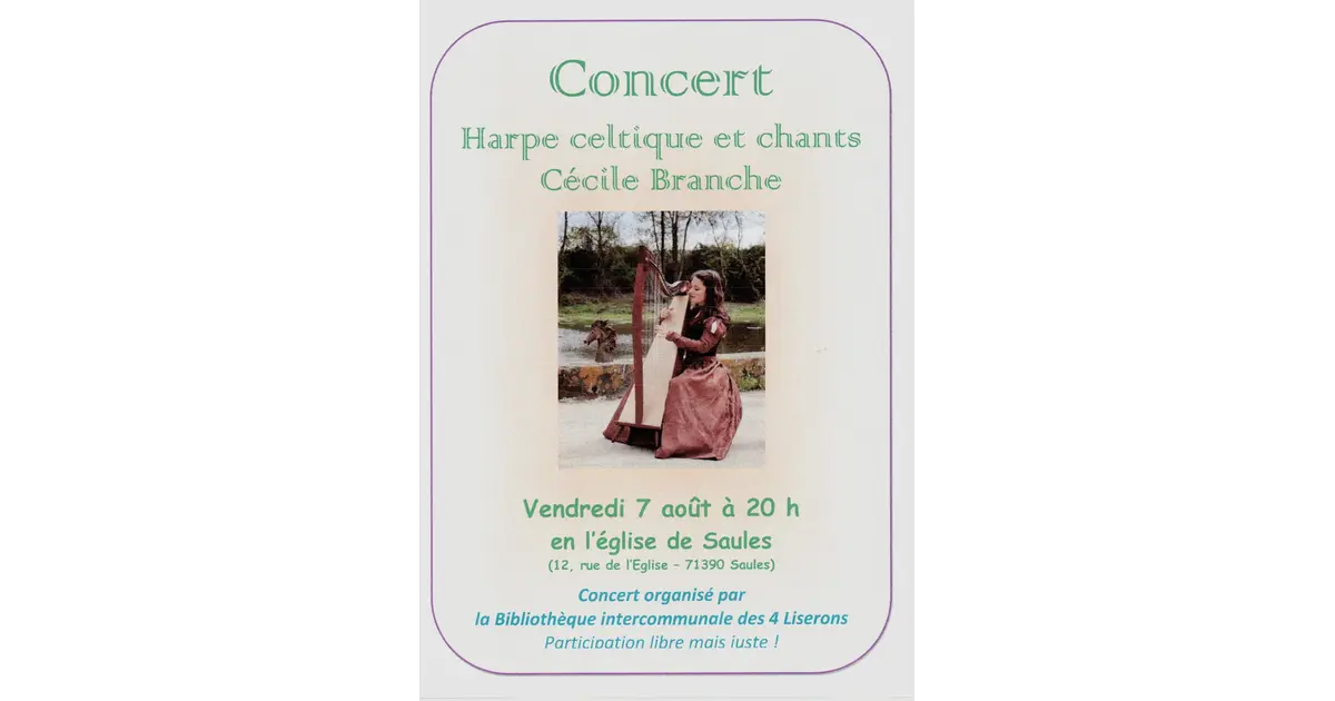 Concert harpe celtique et chants par Cécile Branche